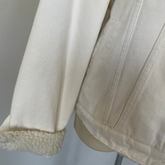 Lola Jeans Sherpa Lined Denim Jacket Medium – Off White Cozy Western Boho NWT - Picture 8 of 13